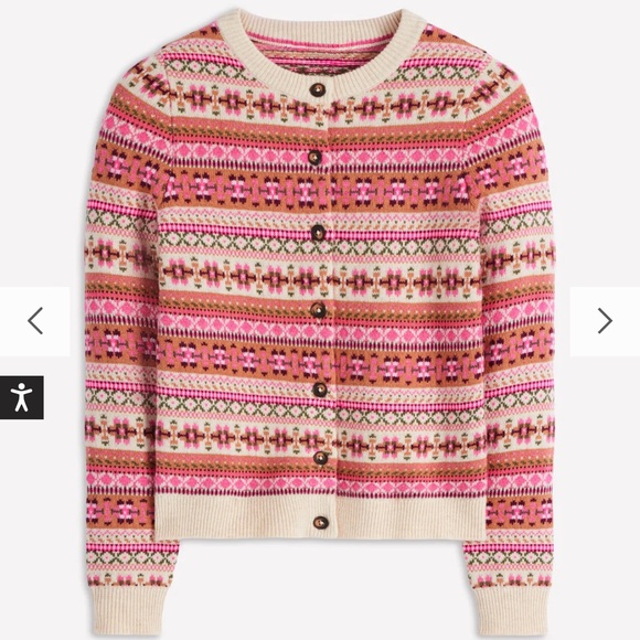 Boden Edie Fair Isle XL Pink Heritage Patterned Cardigan - Picture 2 of 4